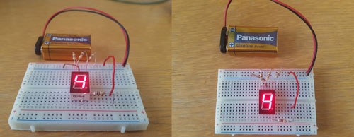 images of side view and top view of a possible solution for challenge 7 with real components